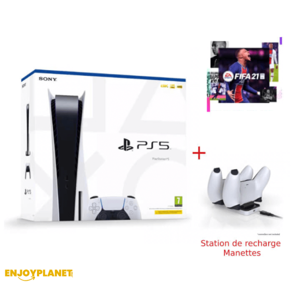 Pack Console PlayStation 5 + Compte FIFA21 + Chargeur Manette 1