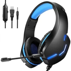 Casque Gamer avec Microphone J10 pour PS5 / PS4 / Xbox et PC avec Prise 3,5 mm et Lumière LED - Bleu 1