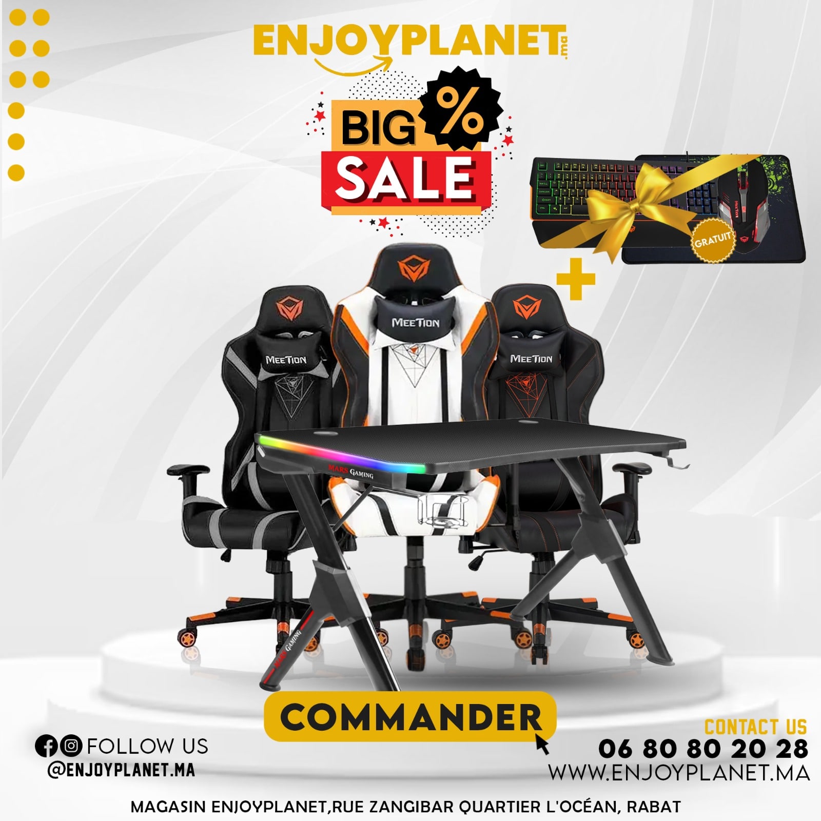 promo chaise gamer meetion + table gamer chez enjoyplanet-min