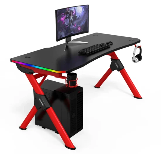 Table Bureau Gaming RGB Rouge - ENJOYPLANET